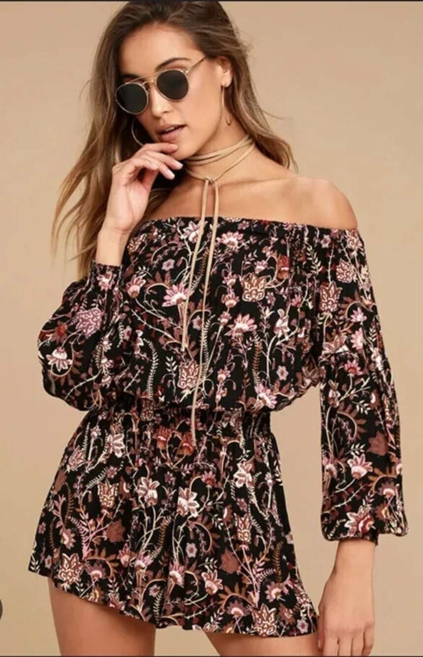 Free People Pretty and Free Women's Size XS Floral Print Off Shoulder Romper